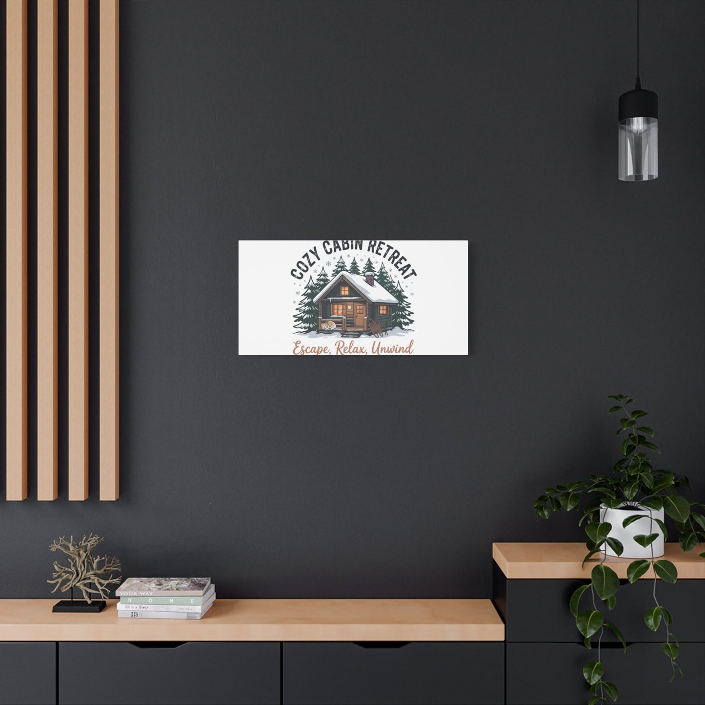 Cozy Cabin Retreat Log Cabin Art Print | Matte Canvas Stretched, 1.25" - FloofChonk