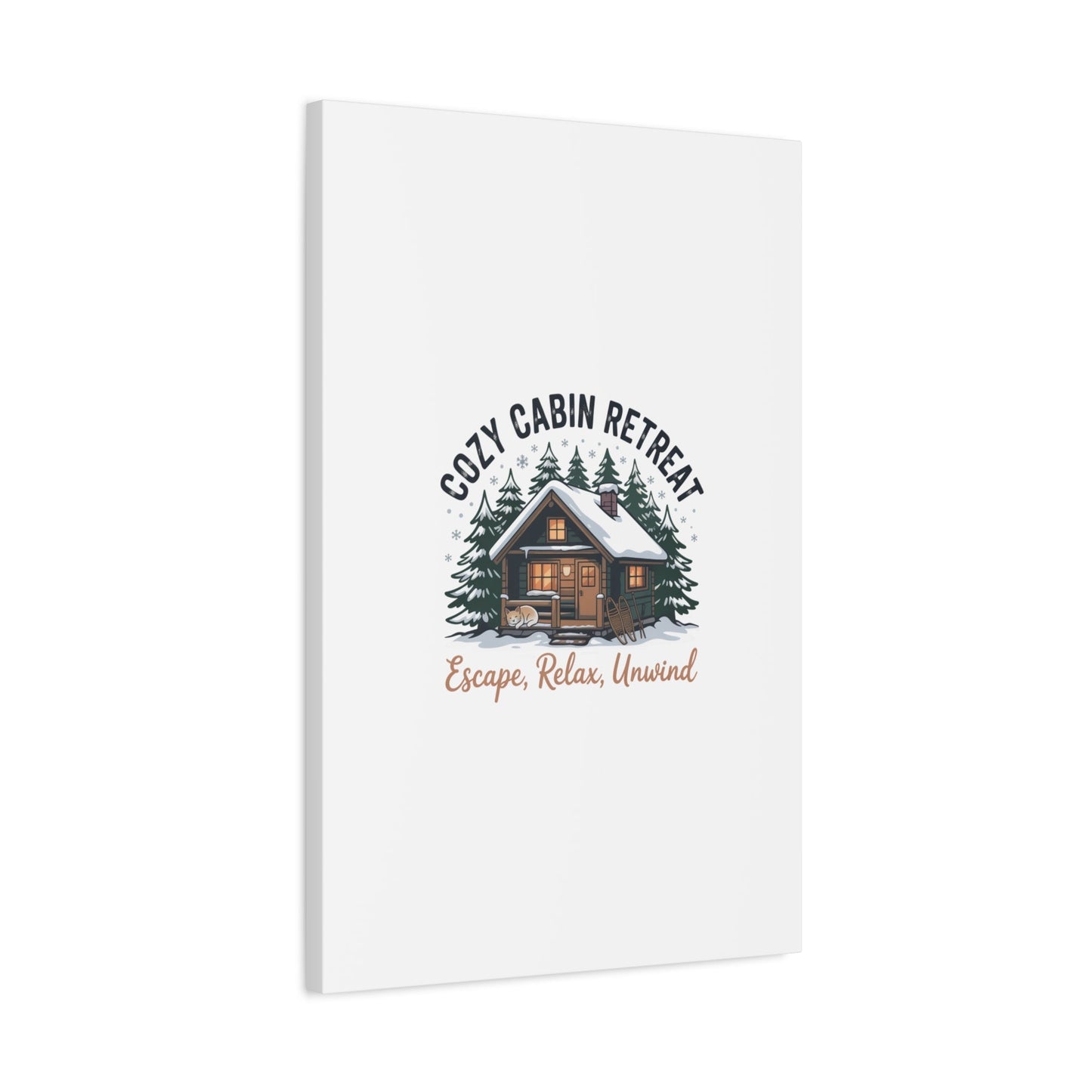 Cozy Cabin Retreat Log Cabin Art Print | Matte Canvas Stretched, 1.25" - FloofChonk
