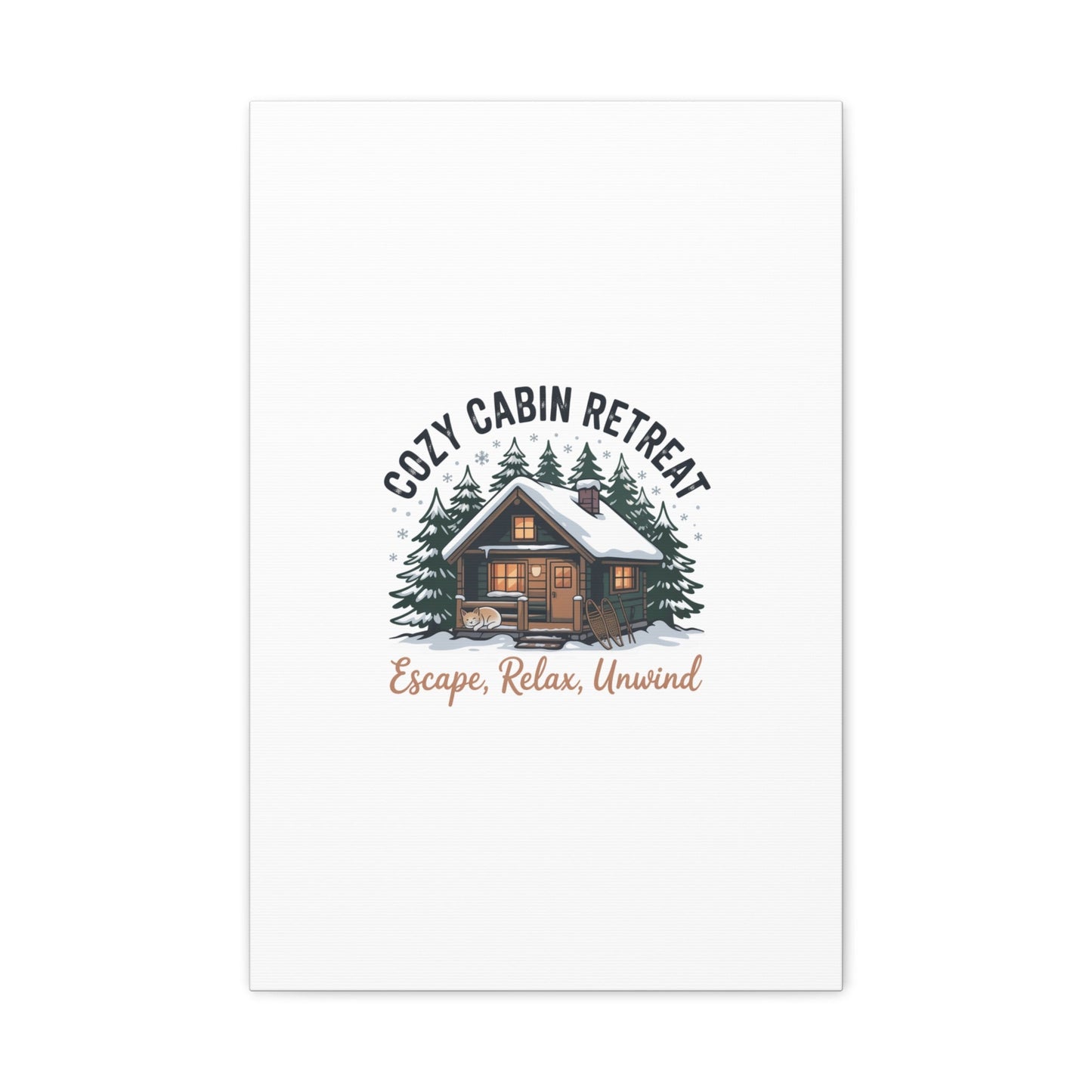 Cozy Cabin Retreat Log Cabin Art Print | Matte Canvas Stretched, 1.25" - FloofChonk