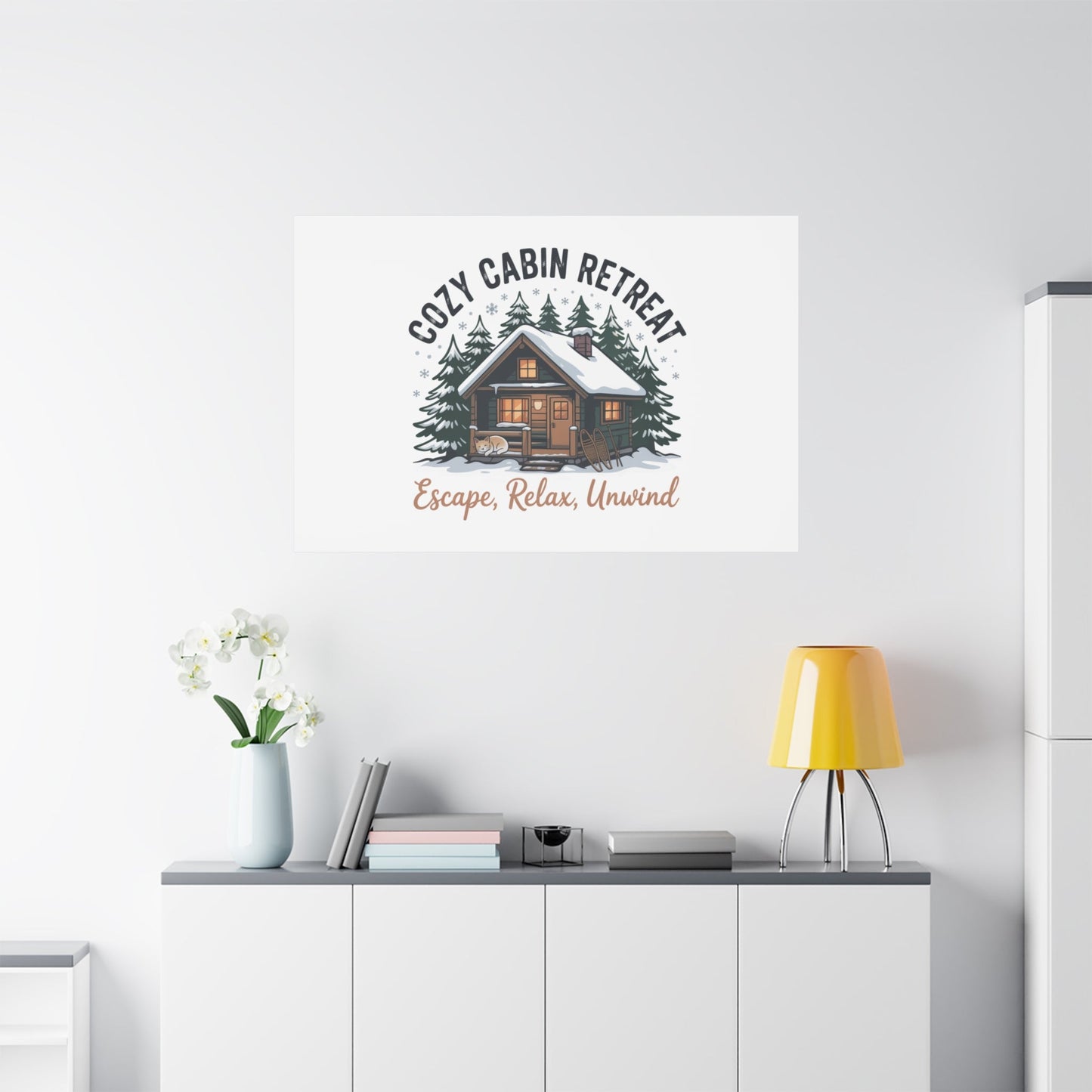 Cozy Cabin Retreat Log Cabin Art Print | Matte Canvas Stretched, 1.25" - FloofChonk