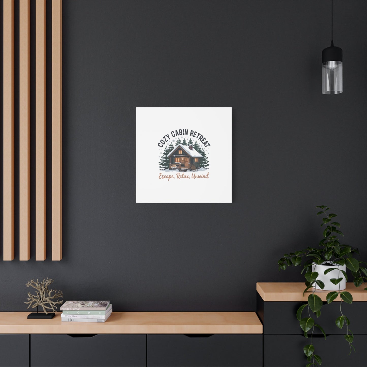 Cozy Cabin Retreat Log Cabin Art Print | Matte Canvas Stretched, 1.25" - FloofChonk