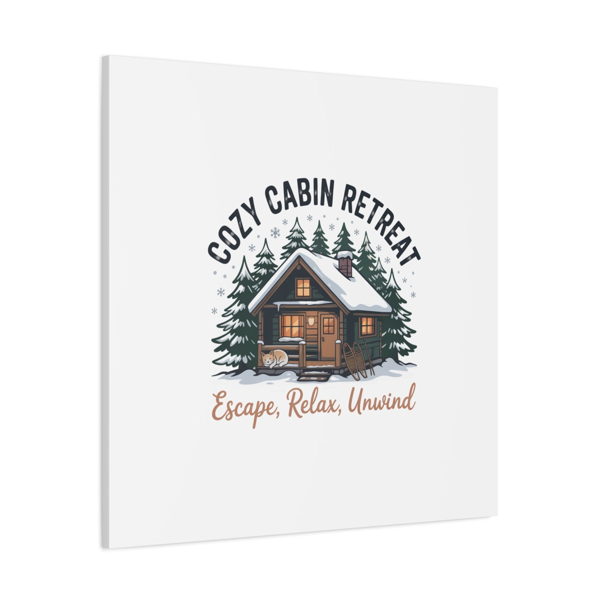 Cozy Cabin Retreat Log Cabin Art Print | Matte Canvas Stretched, 1.25" - FloofChonk