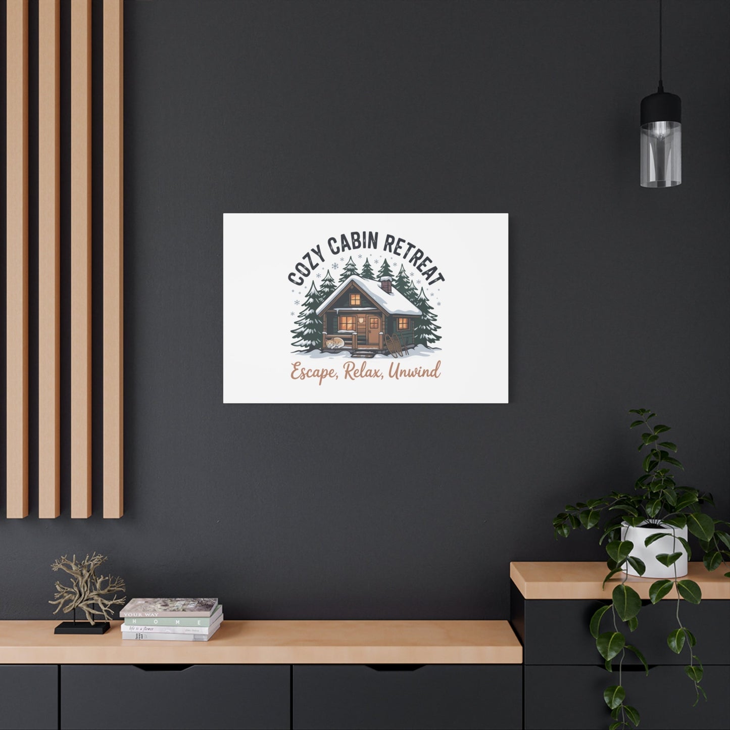 Cozy Cabin Retreat Log Cabin Art Print | Matte Canvas Stretched, 1.25" - FloofChonk
