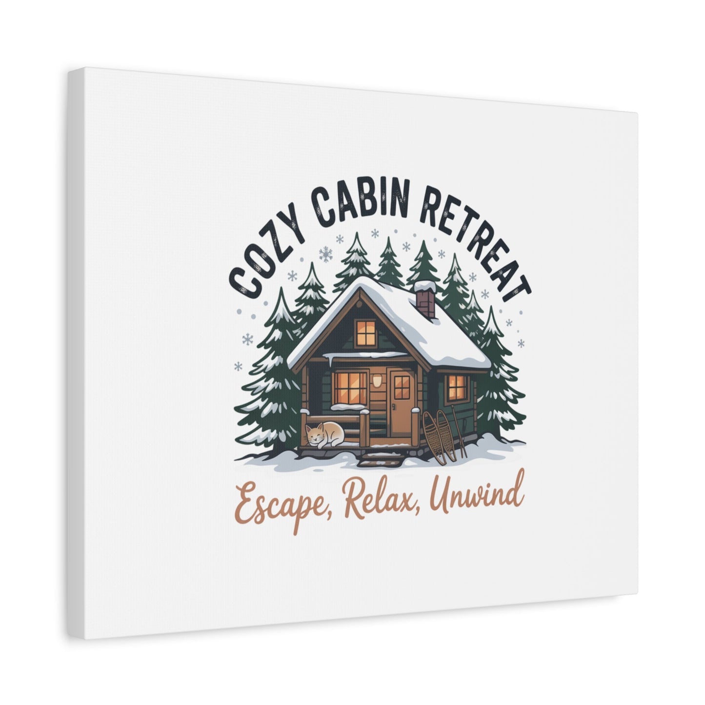 Cozy Cabin Retreat Log Cabin Art Print | Matte Canvas Stretched, 1.25" - FloofChonk