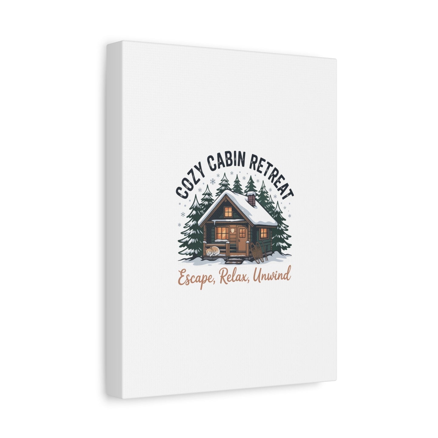Cozy Cabin Retreat Log Cabin Art Print | Matte Canvas Stretched, 1.25" - FloofChonk
