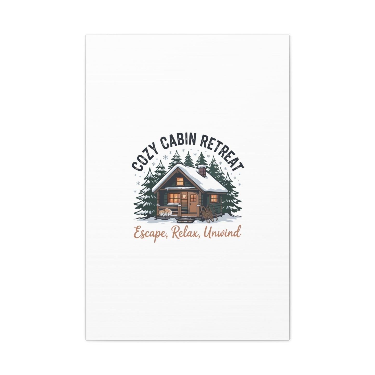 Cozy Cabin Retreat Log Cabin Art Print | Matte Canvas Stretched, 1.25" - FloofChonk