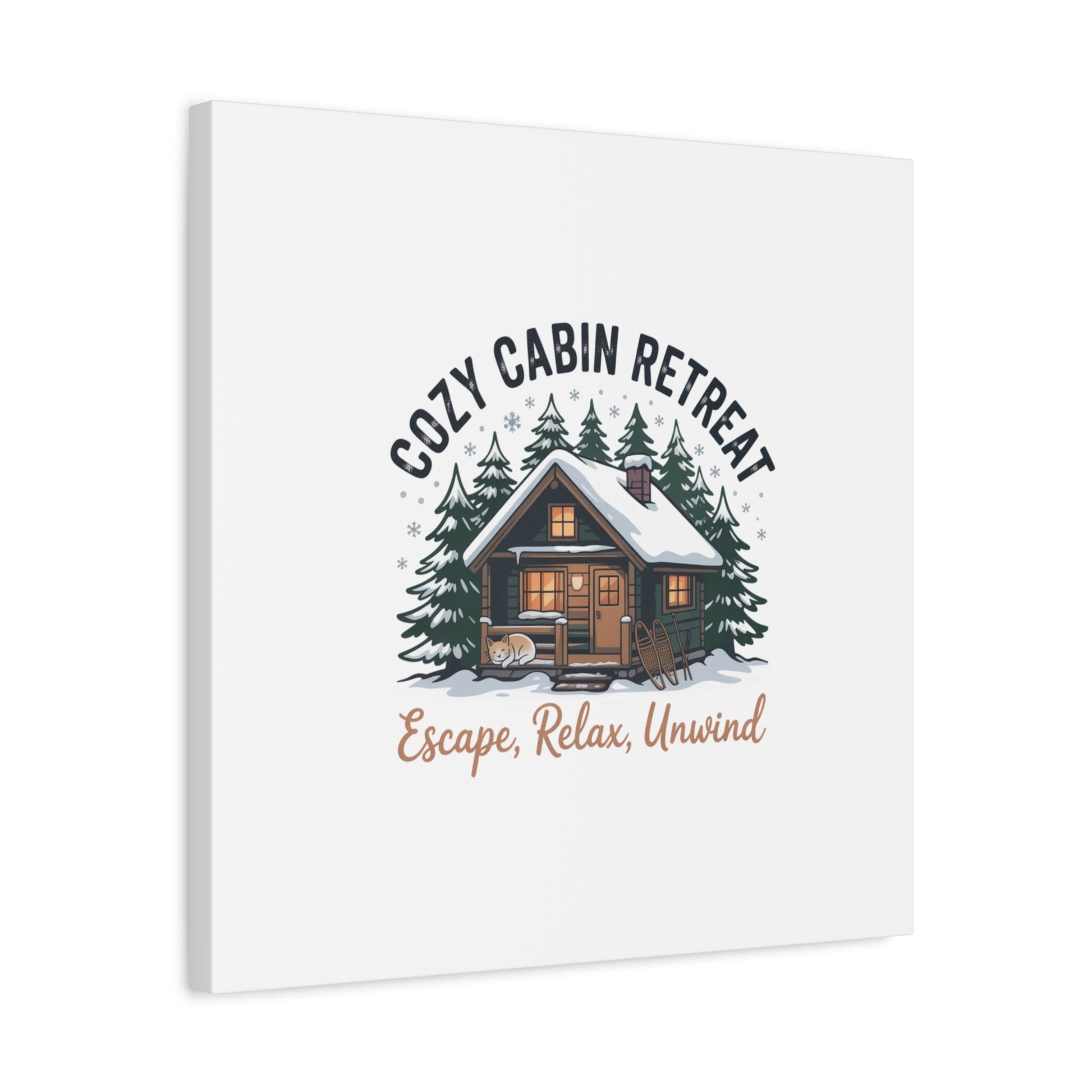 Cozy Cabin Retreat Log Cabin Art Print | Matte Canvas Stretched, 1.25" - FloofChonk