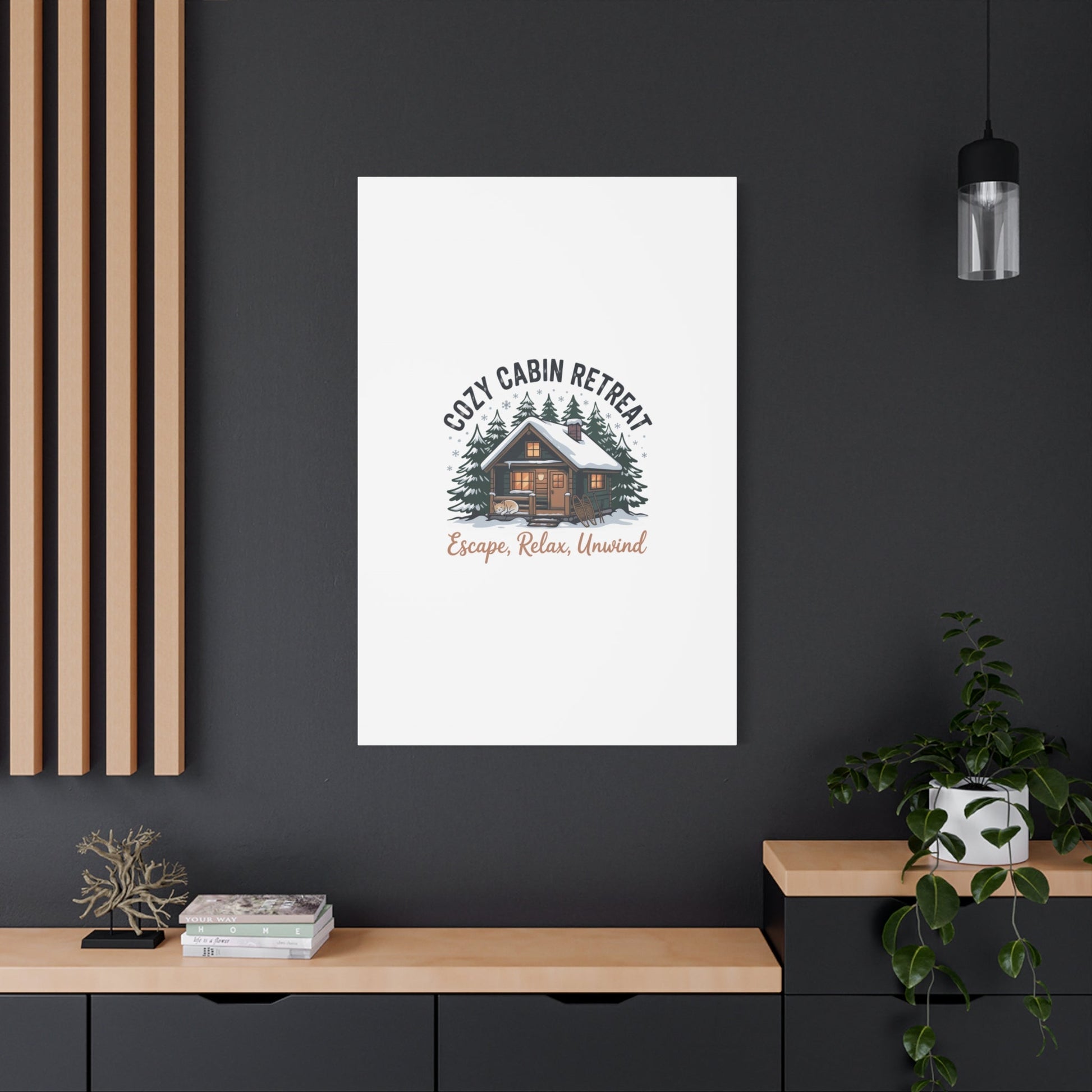 Cozy Cabin Retreat Log Cabin Art Print | Matte Canvas Stretched, 1.25" - FloofChonk