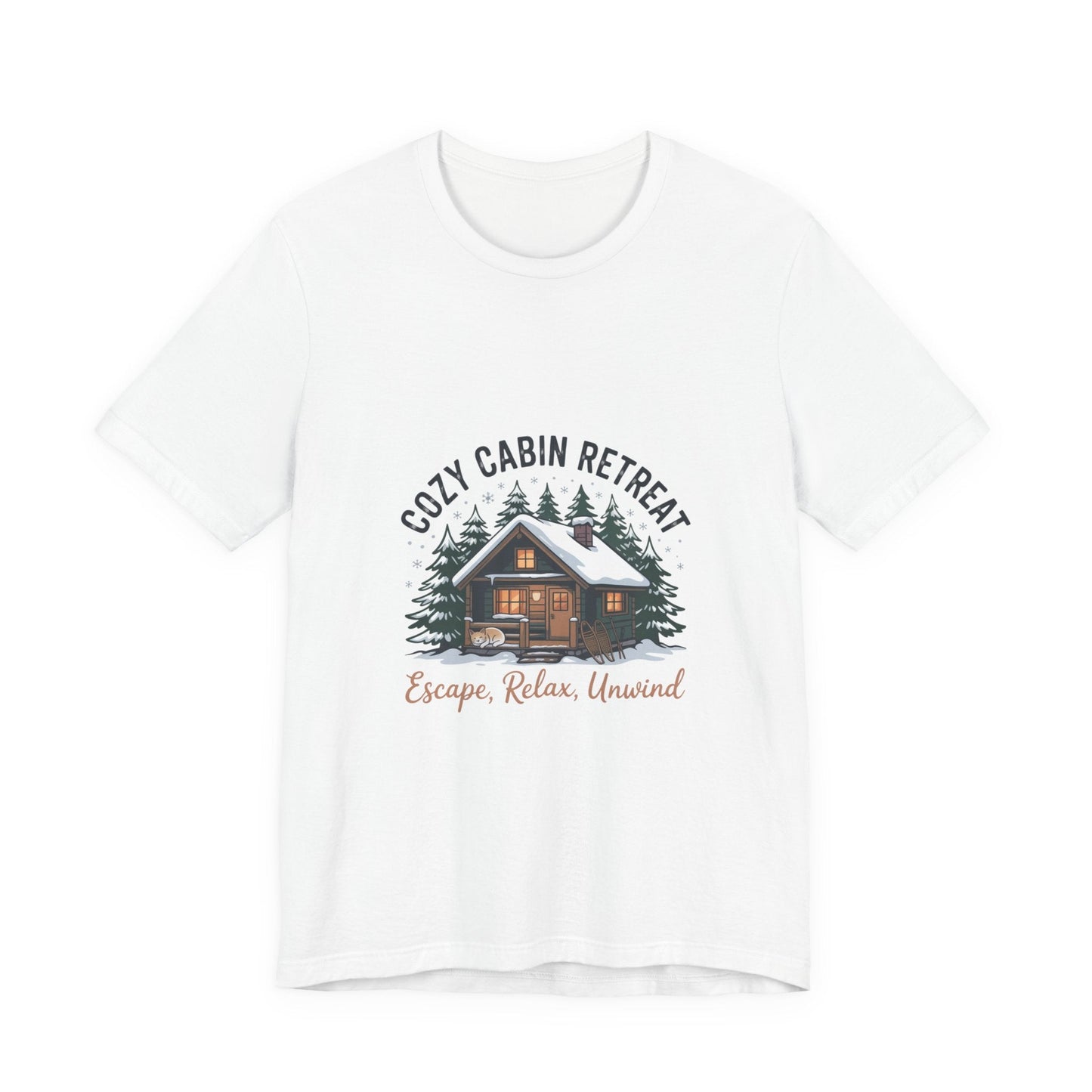 Cozy Cabin Retreat Tee | cabin vibes shirt, mountain silhouette design - FloofChonk