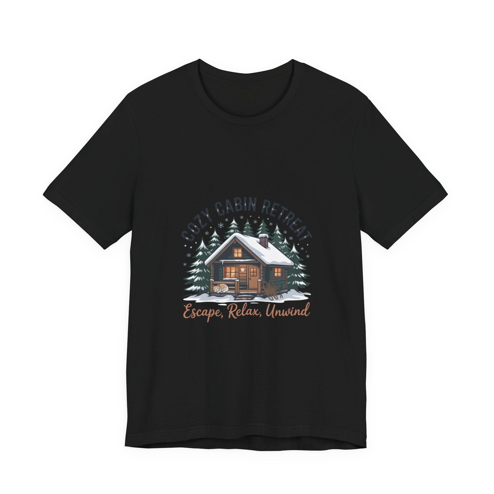 Cozy Cabin Retreat Tee | cabin vibes shirt, mountain silhouette design - FloofChonk