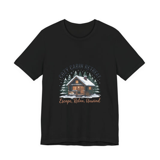 Cozy Cabin Retreat Tee | cabin vibes shirt, mountain silhouette design - FloofChonk