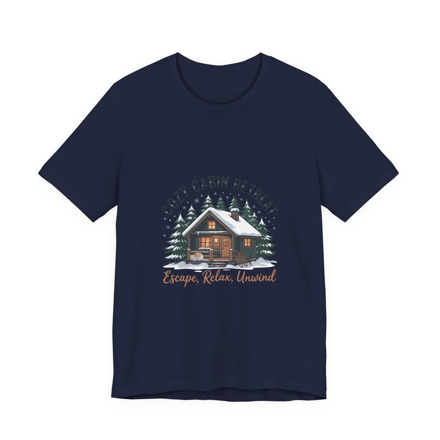 Cozy Cabin Retreat Tee | cabin vibes shirt, mountain silhouette design - FloofChonk
