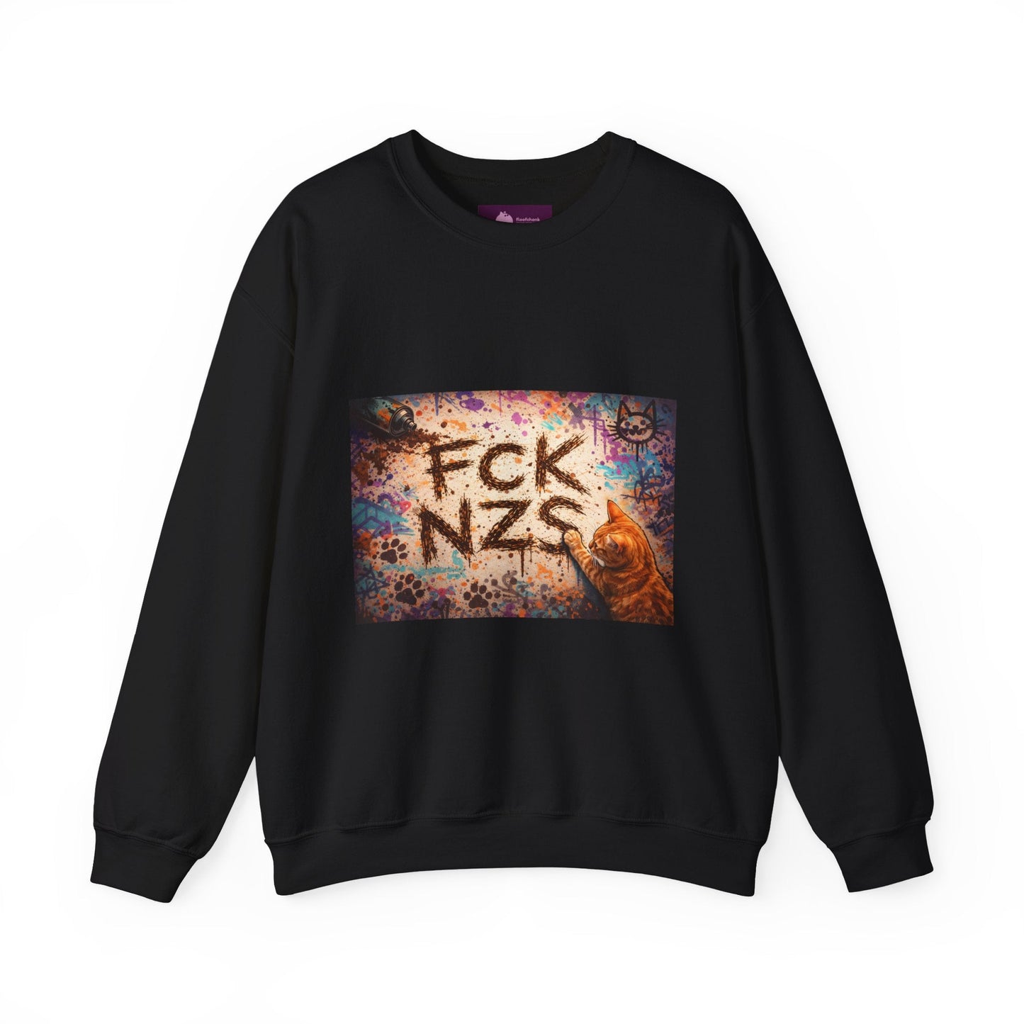 Crewneck Sweatshirt — 'FCK NZS' Graffiti Protest Design - FloofChonk