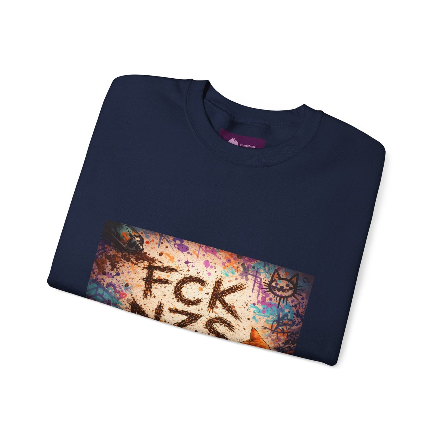 Crewneck Sweatshirt — 'FCK NZS' Graffiti Protest Design - FloofChonk