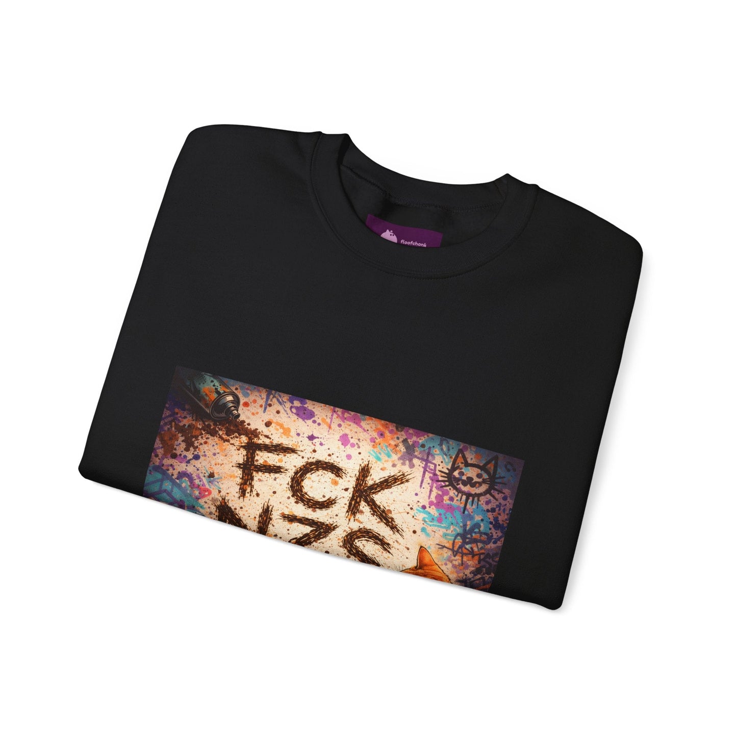 Crewneck Sweatshirt — 'FCK NZS' Graffiti Protest Design - FloofChonk