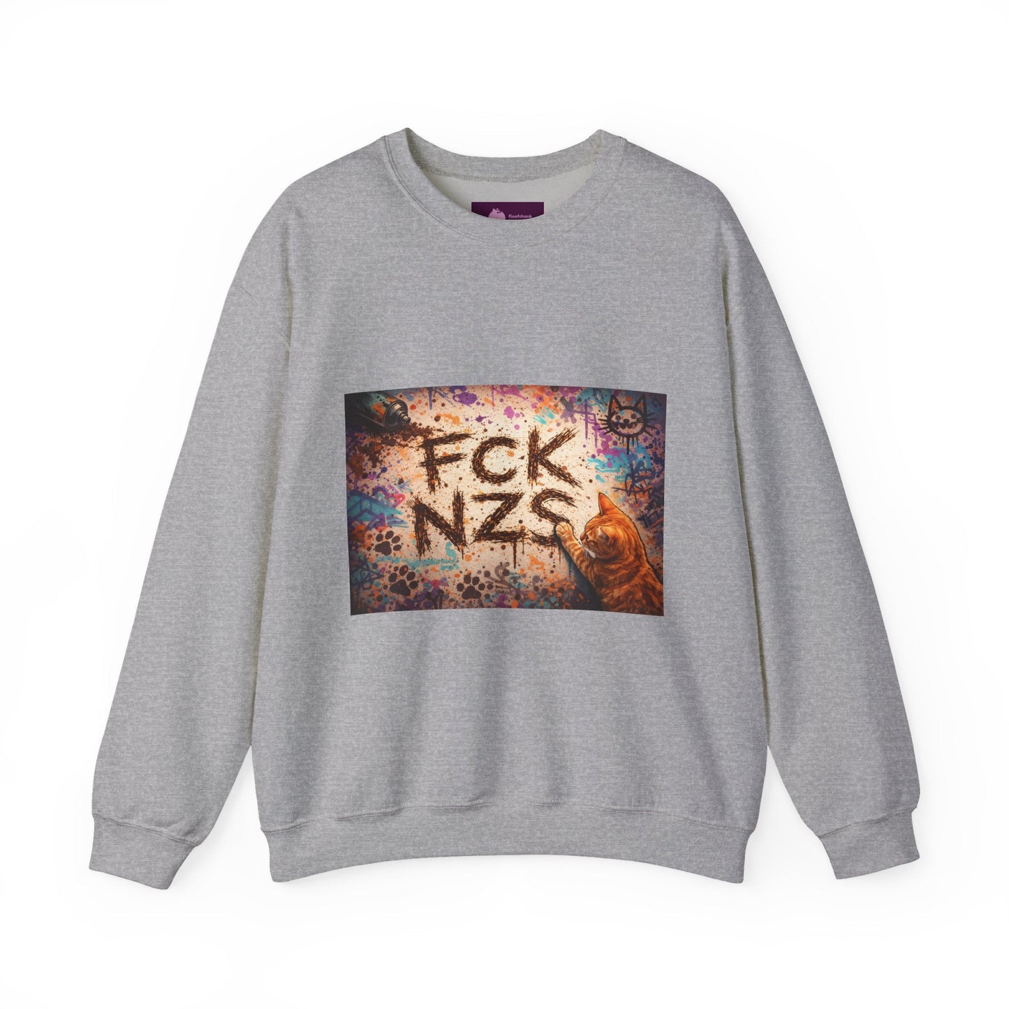 Crewneck Sweatshirt — 'FCK NZS' Graffiti Protest Design - FloofChonk