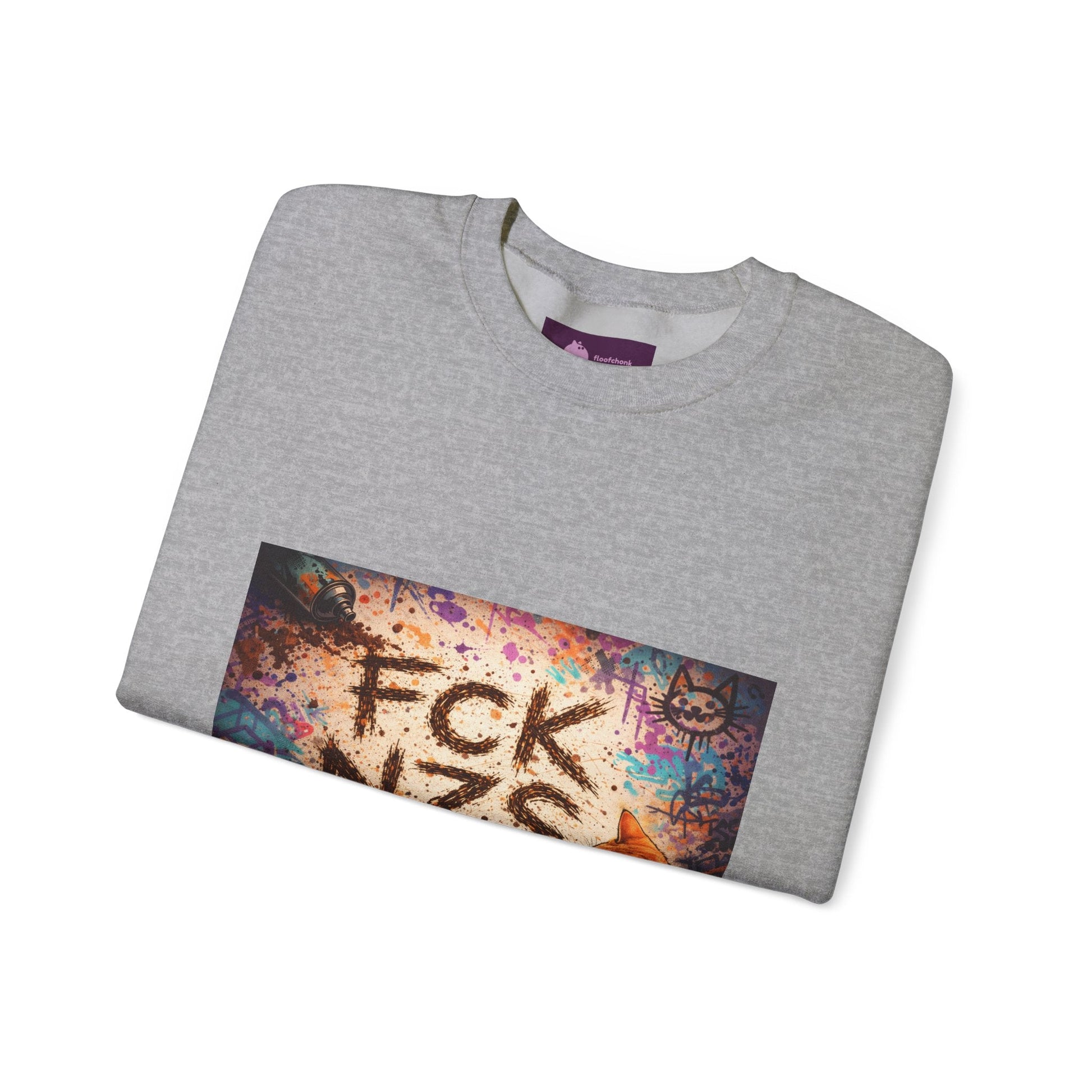 Crewneck Sweatshirt — 'FCK NZS' Graffiti Protest Design - FloofChonk