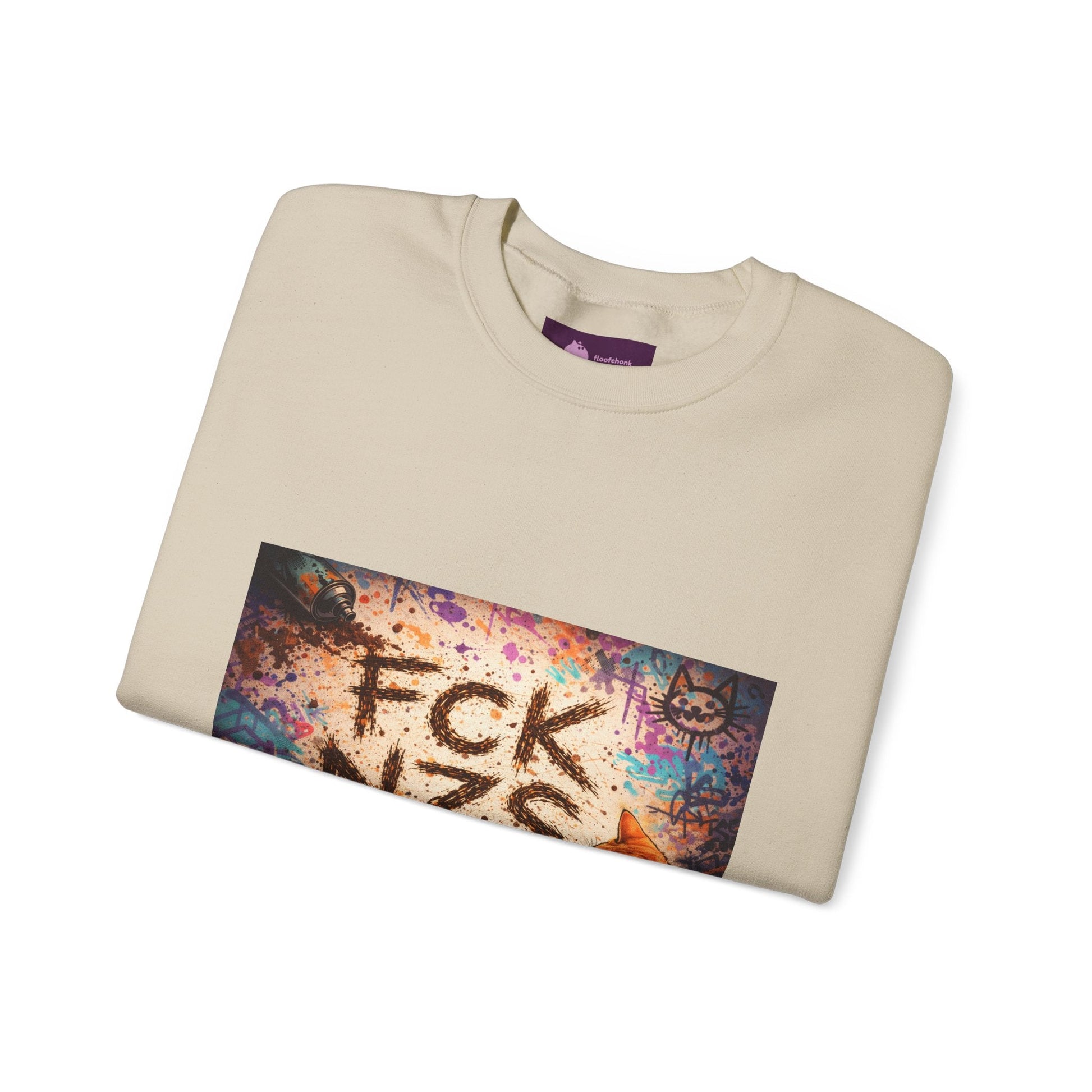 Crewneck Sweatshirt — 'FCK NZS' Graffiti Protest Design - FloofChonk