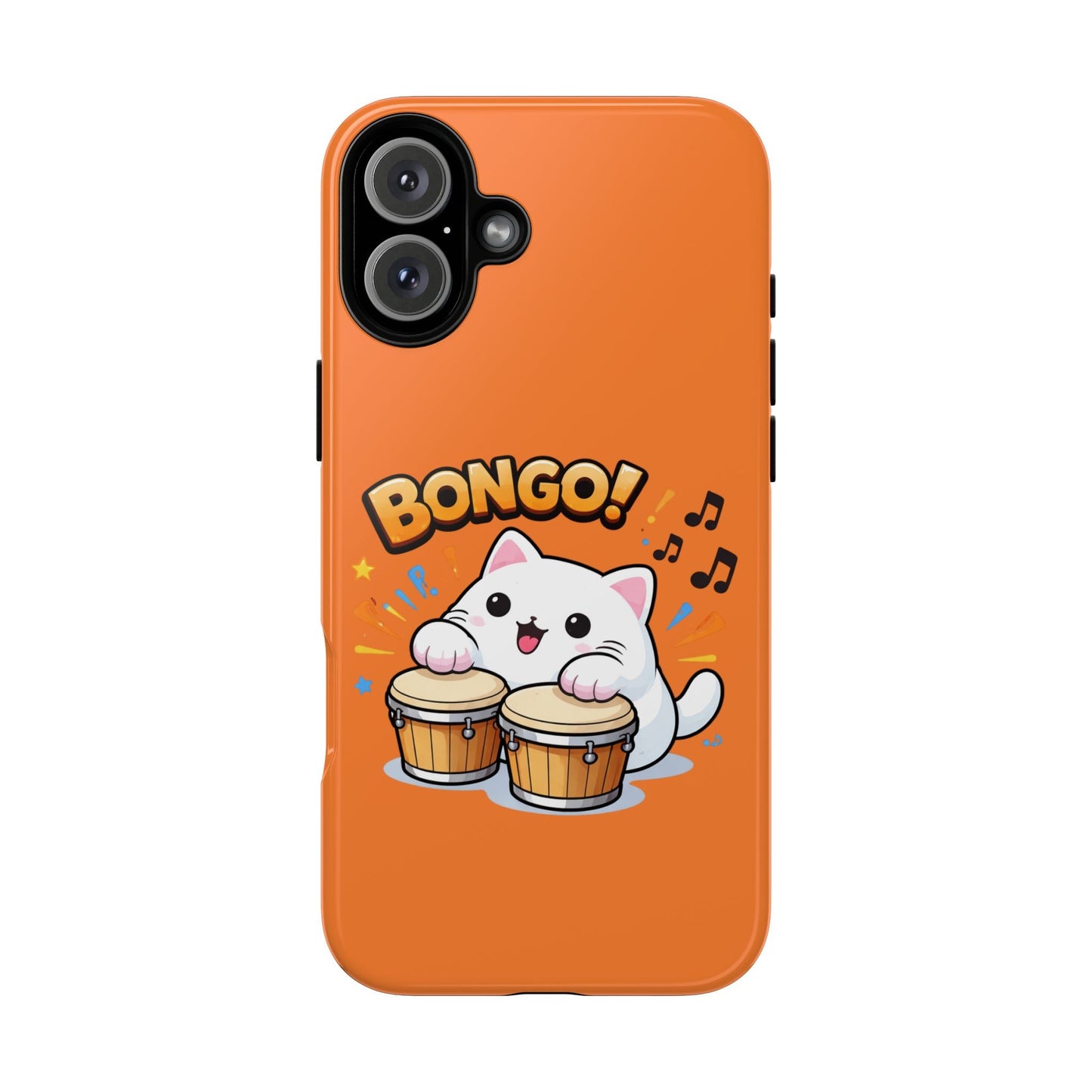 Cute Bongo Cat Phone Case — Orange Protective Tough Case with Drumming Cat Design - FloofChonk