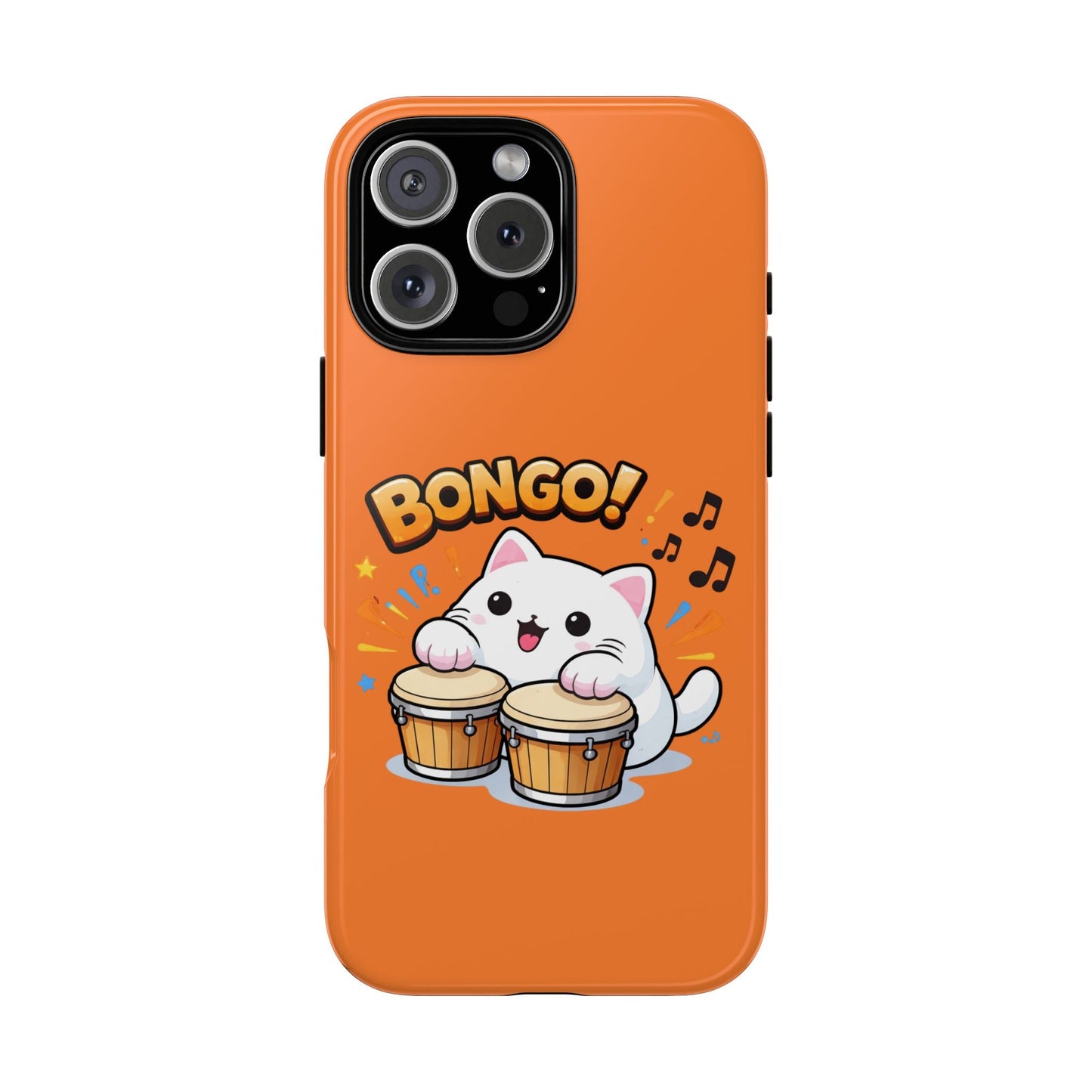 Cute Bongo Cat Phone Case — Orange Protective Tough Case with Drumming Cat Design - FloofChonk
