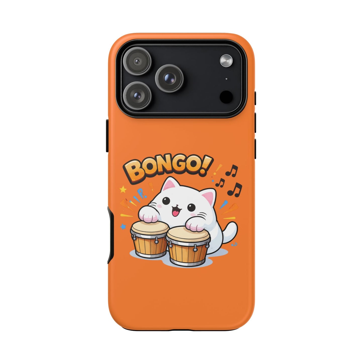 Cute Bongo Cat Phone Case — Orange Protective Tough Case with Drumming Cat Design - FloofChonk