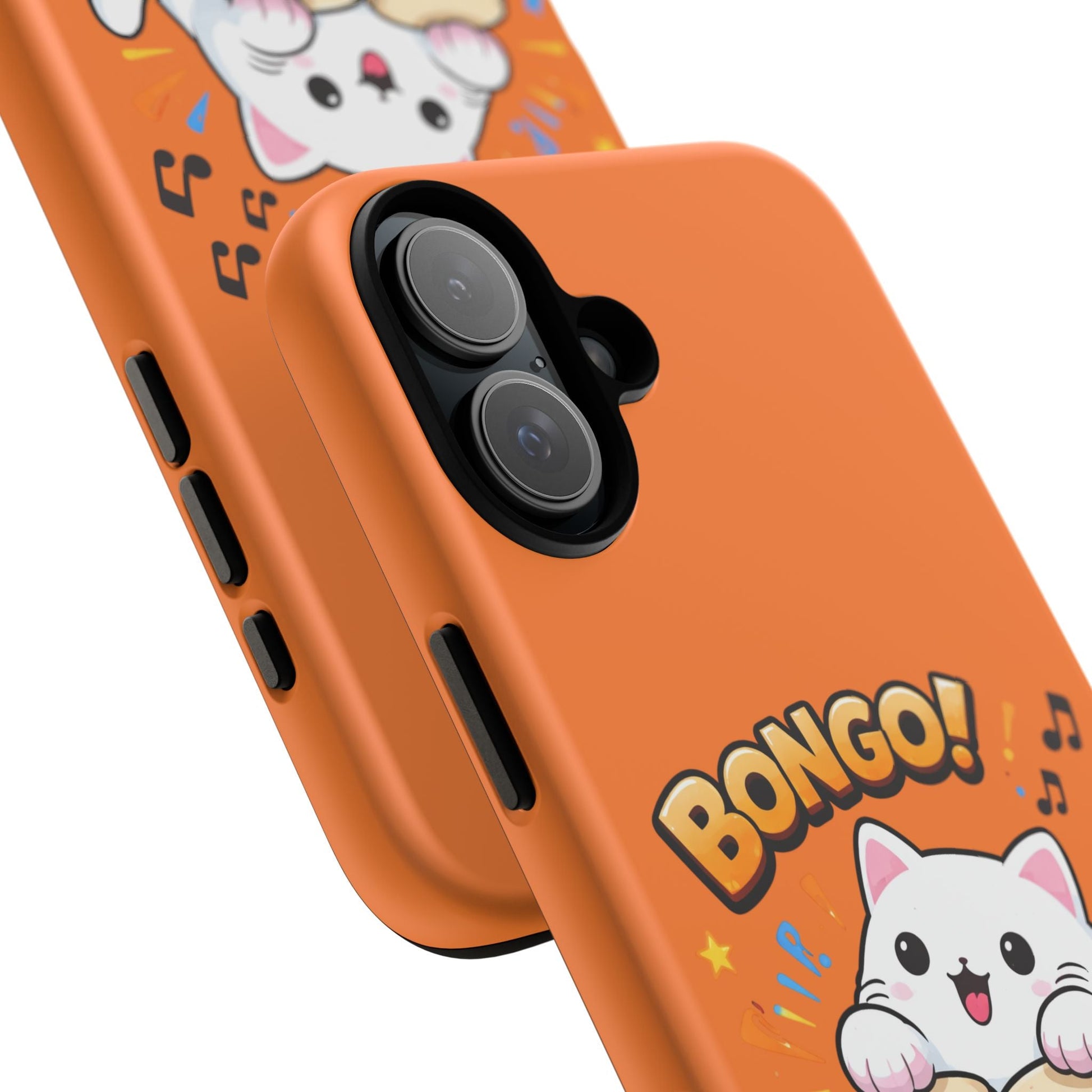 Cute Bongo Cat Phone Case — Orange Protective Tough Case with Drumming Cat Design - FloofChonk