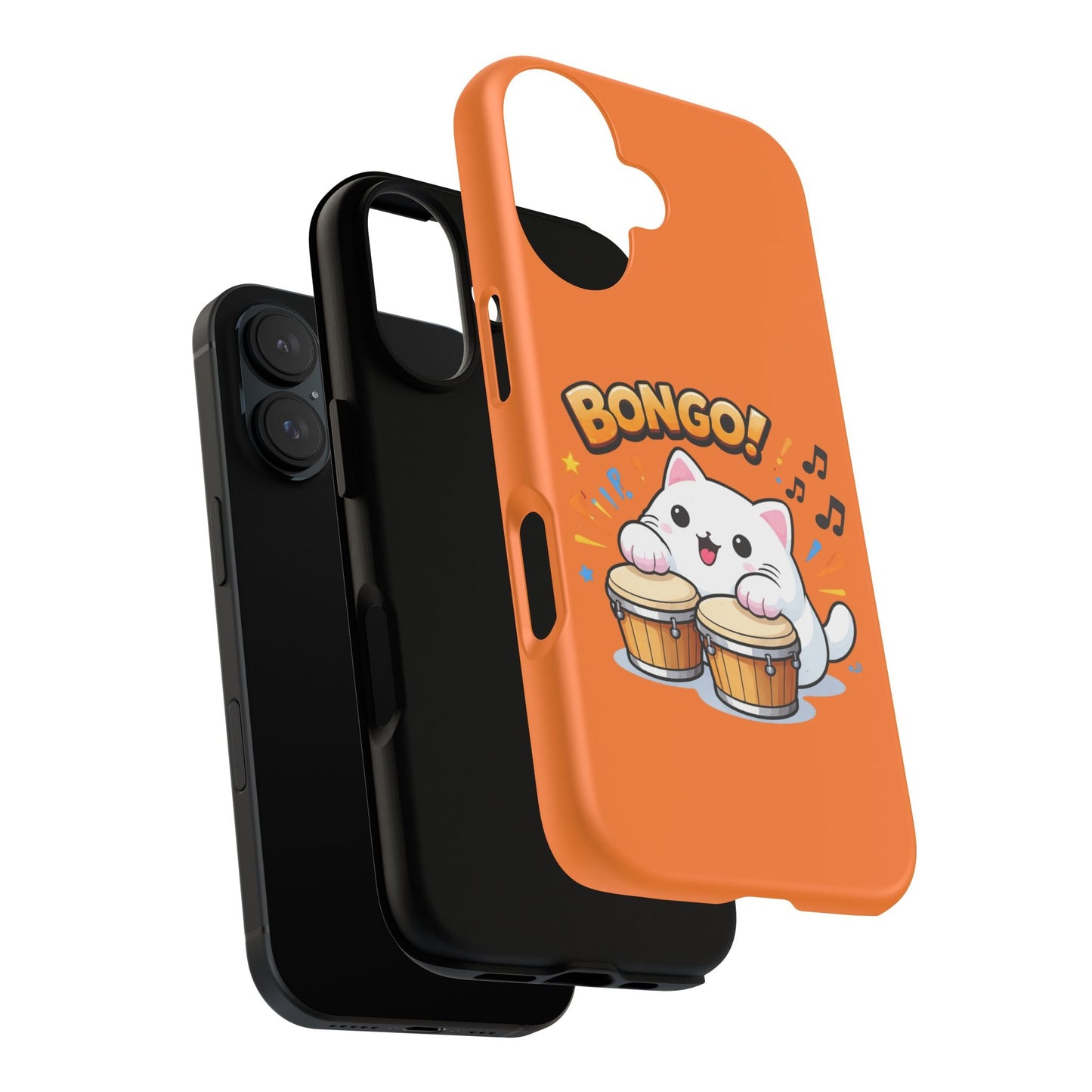 Cute Bongo Cat Phone Case — Orange Protective Tough Case with Drumming Cat Design - FloofChonk