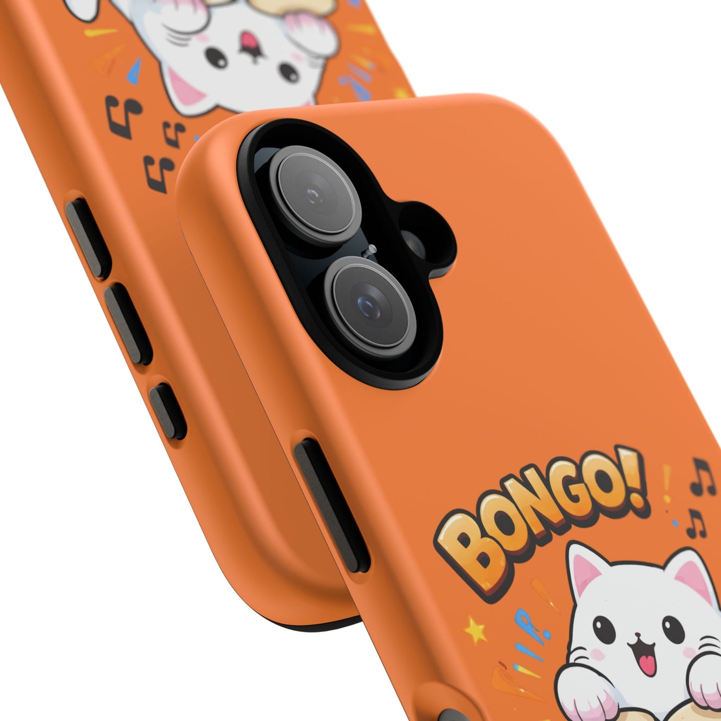 Cute Bongo Cat Phone Case — Orange Protective Tough Case with Drumming Cat Design - FloofChonk