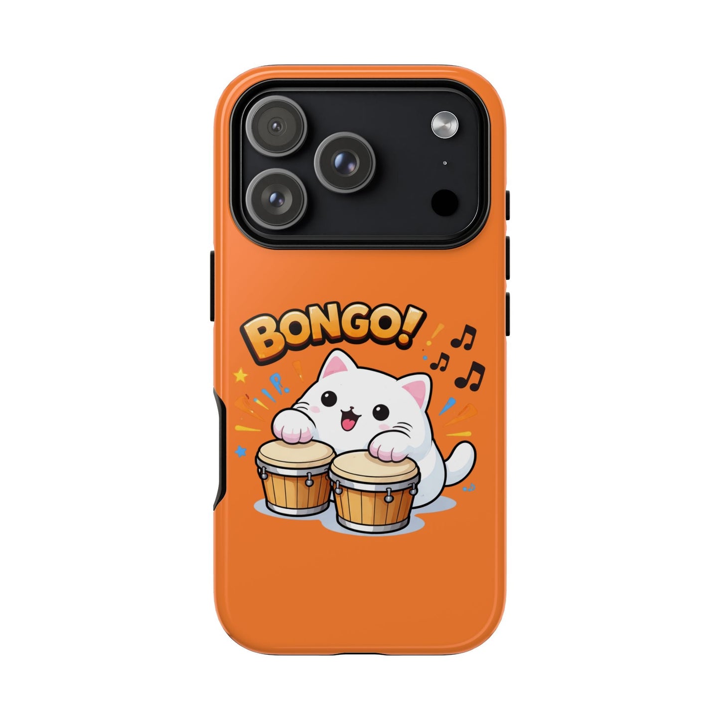 Cute Bongo Cat Phone Case — Orange Protective Tough Case with Drumming Cat Design - FloofChonk