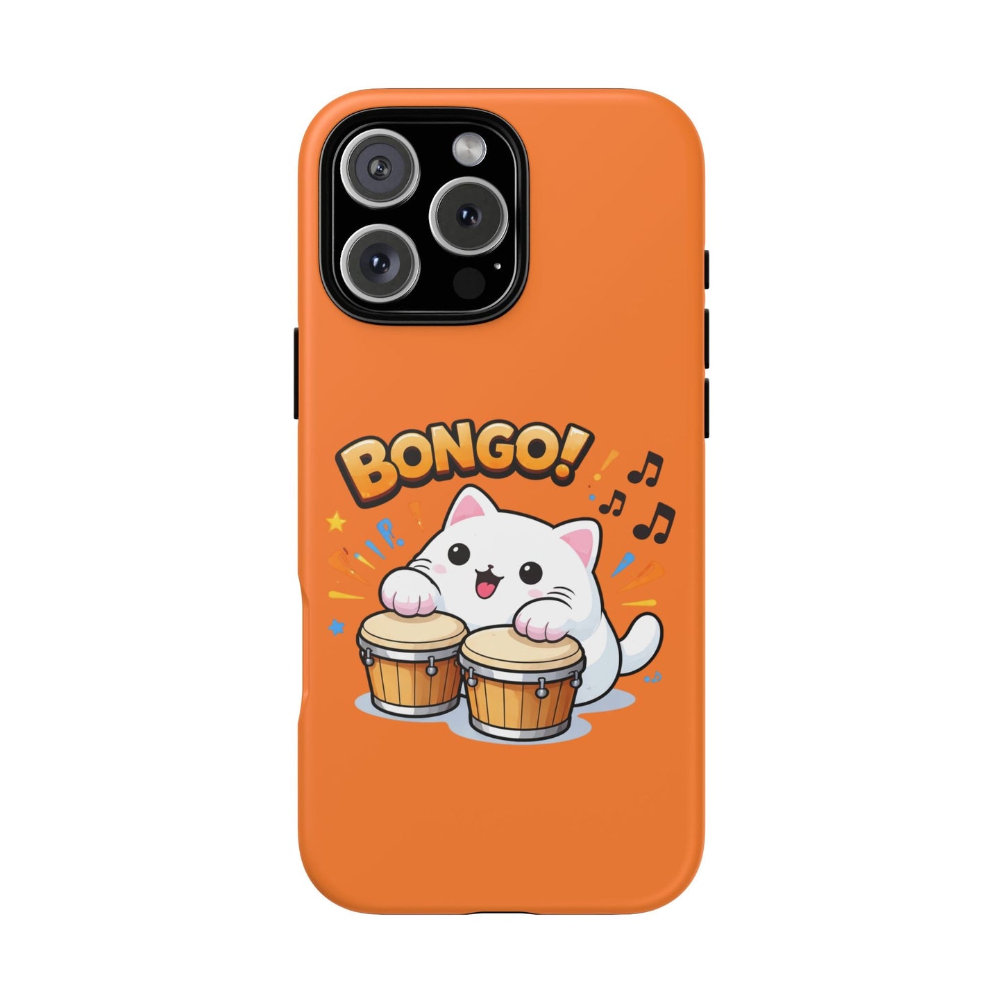 Cute Bongo Cat Phone Case — Orange Protective Tough Case with Drumming Cat Design - FloofChonk
