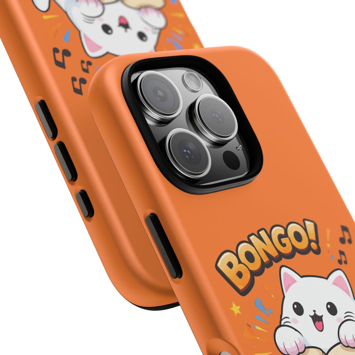Cute Bongo Cat Phone Case — Orange Protective Tough Case with Drumming Cat Design - FloofChonk
