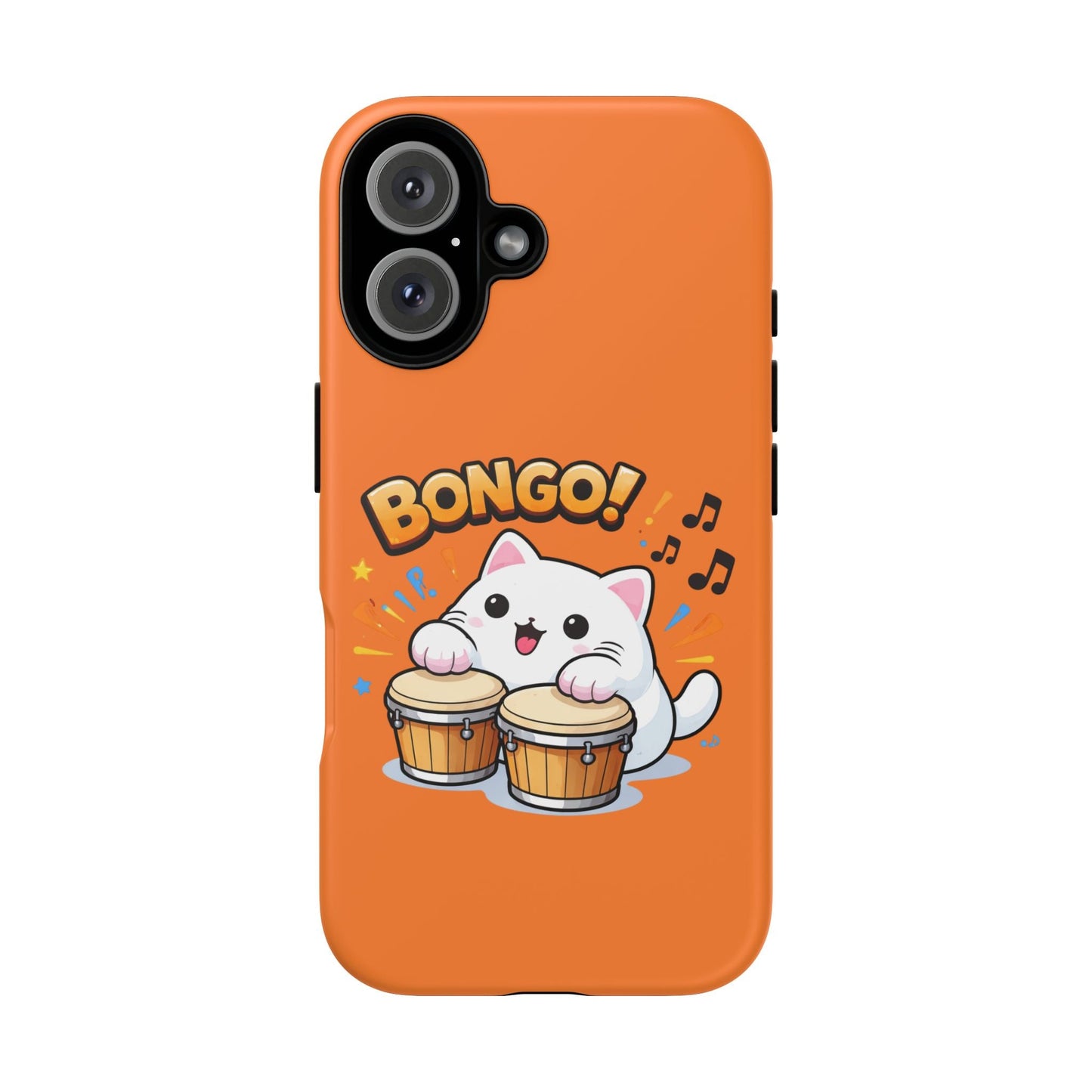 Cute Bongo Cat Phone Case — Orange Protective Tough Case with Drumming Cat Design - FloofChonk