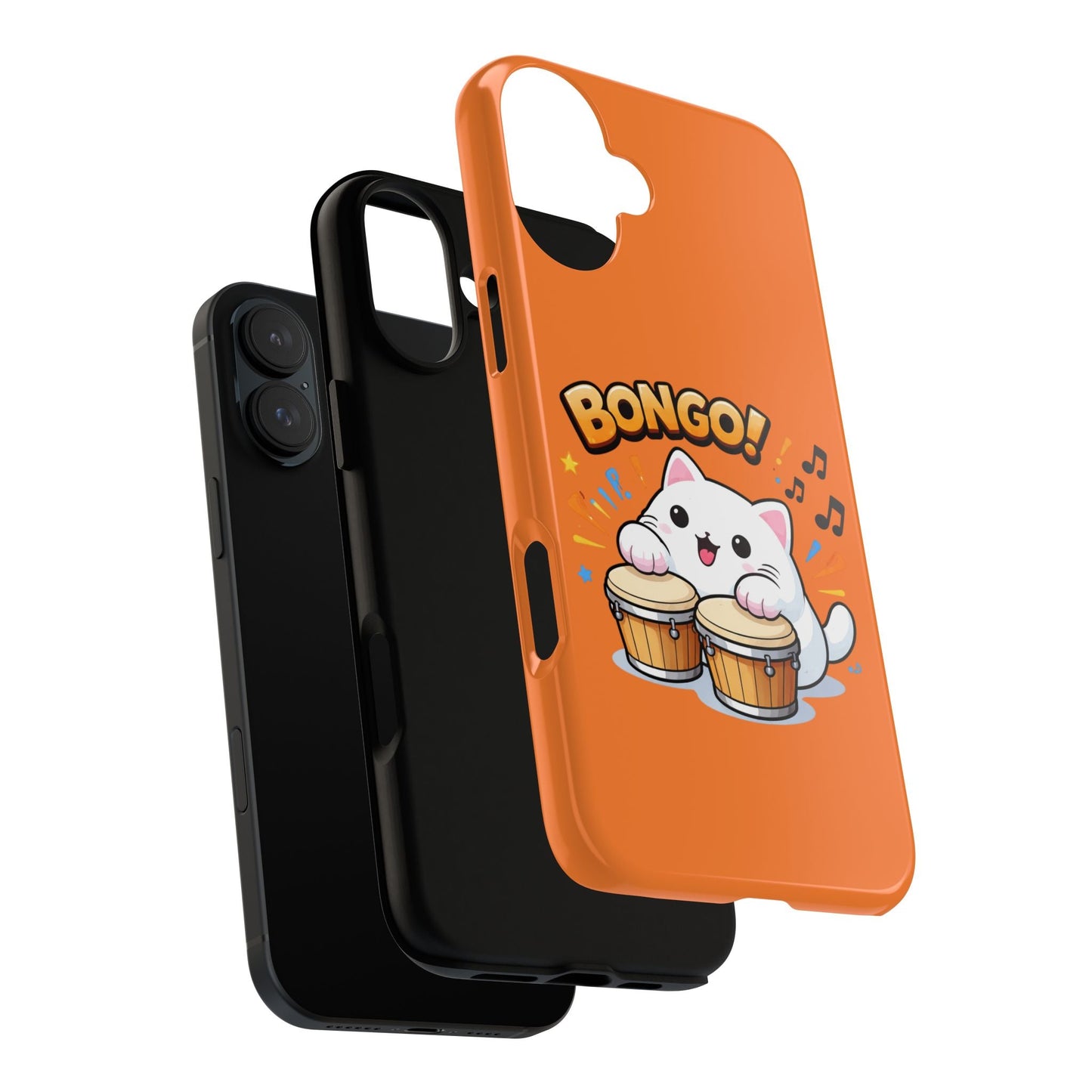 Cute Bongo Cat Phone Case — Orange Protective Tough Case with Drumming Cat Design - FloofChonk