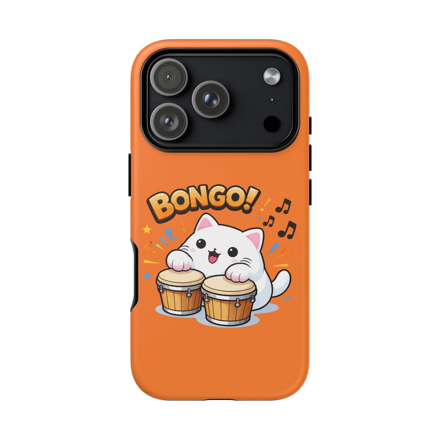 Cute Bongo Cat Phone Case — Orange Protective Tough Case with Drumming Cat Design - FloofChonk