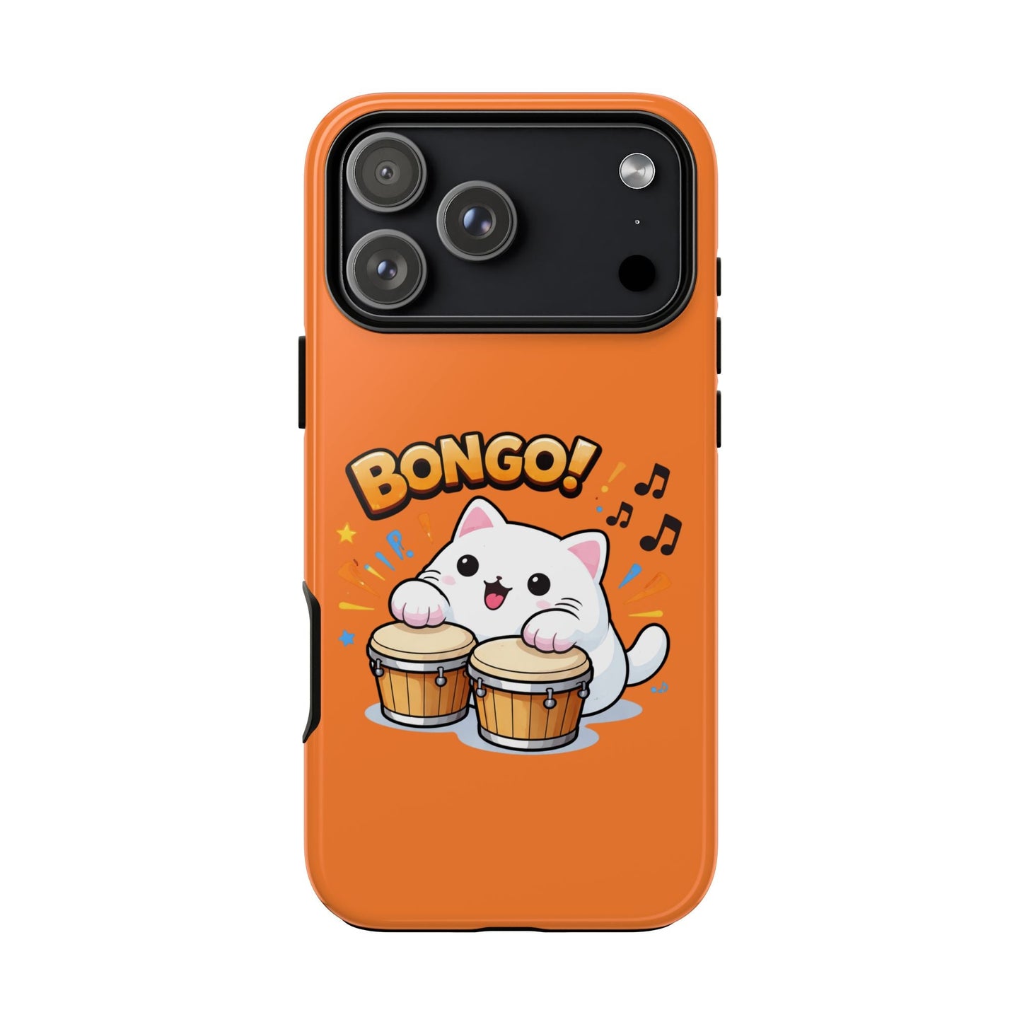 Cute Bongo Cat Phone Case — Orange Protective Tough Case with Drumming Cat Design - FloofChonk