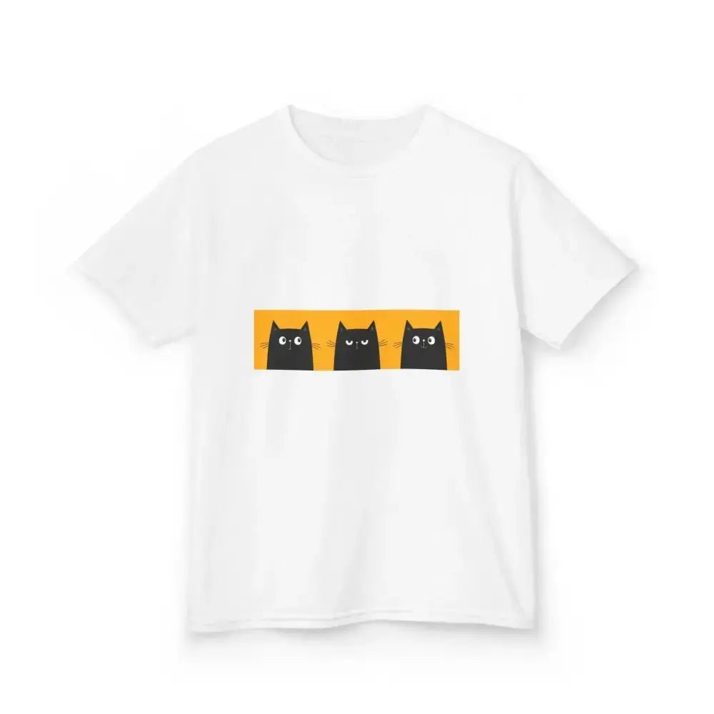 Cute Cat Faces Kids' Tee - Fun & Playful Heavy Cotton Shirt - FloofChonk