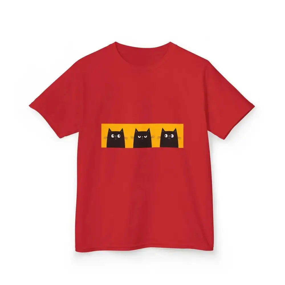 Cute Cat Faces Kids' Tee - Fun & Playful Heavy Cotton Shirt - FloofChonk