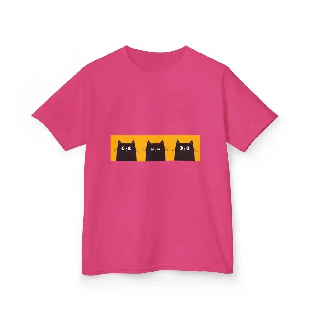 Cute Cat Faces Kids' Tee - Fun & Playful Heavy Cotton Shirt - FloofChonk