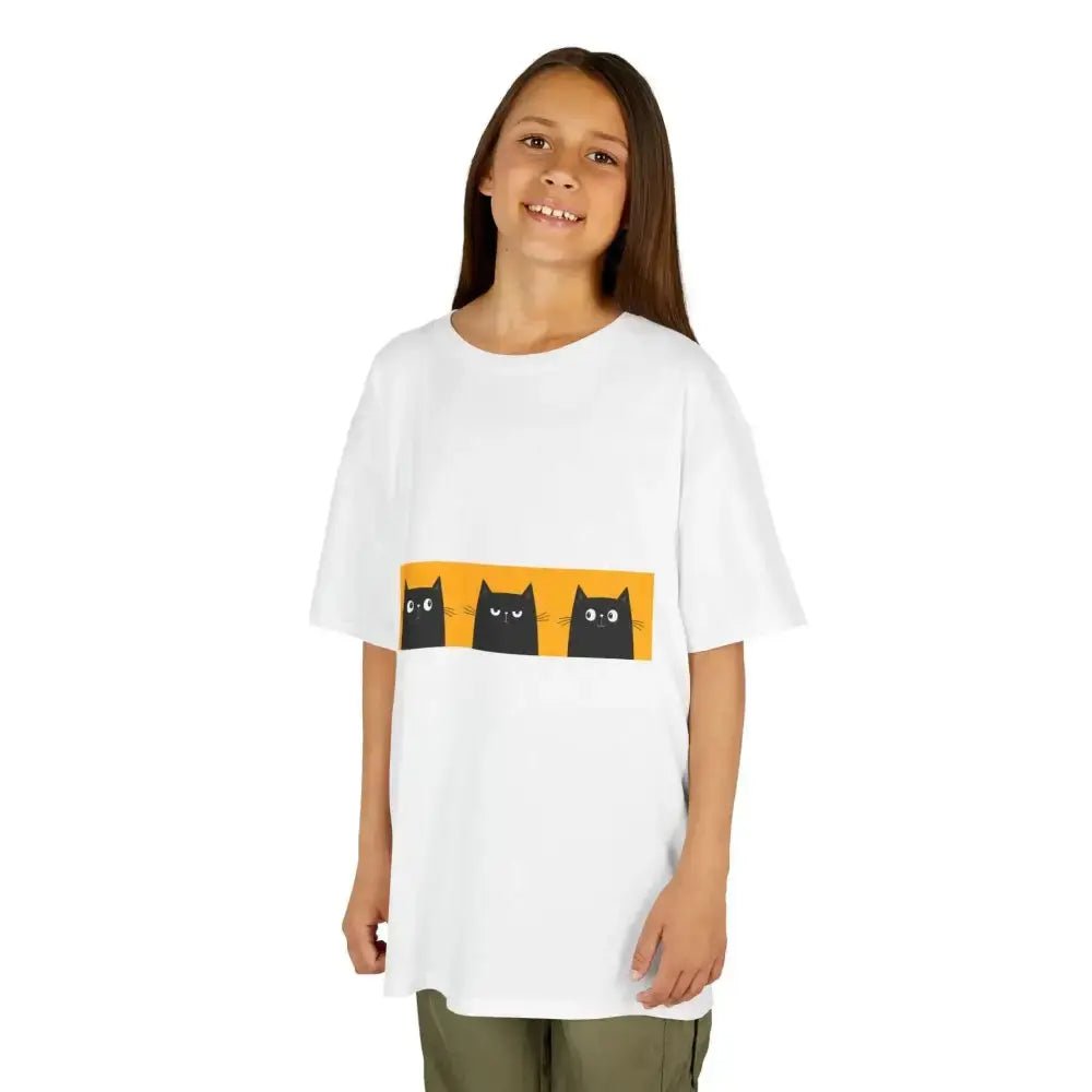 Cute Cat Faces Kids' Tee - Fun & Playful Heavy Cotton Shirt - FloofChonk