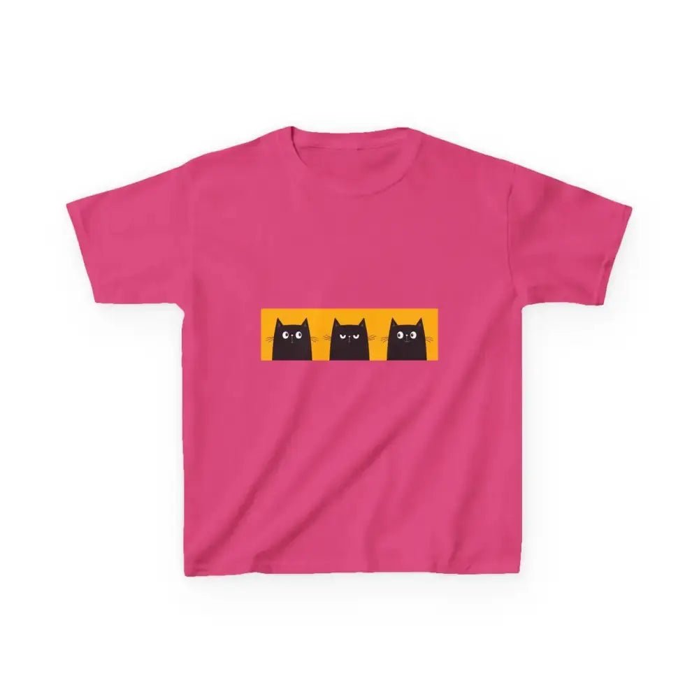 Cute Cat Faces Kids' Tee - Fun & Playful Heavy Cotton Shirt - FloofChonk