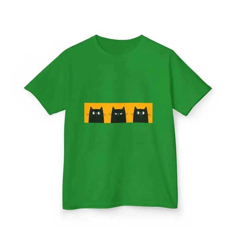 Cute Cat Faces Kids' Tee - Fun & Playful Heavy Cotton Shirt - FloofChonk