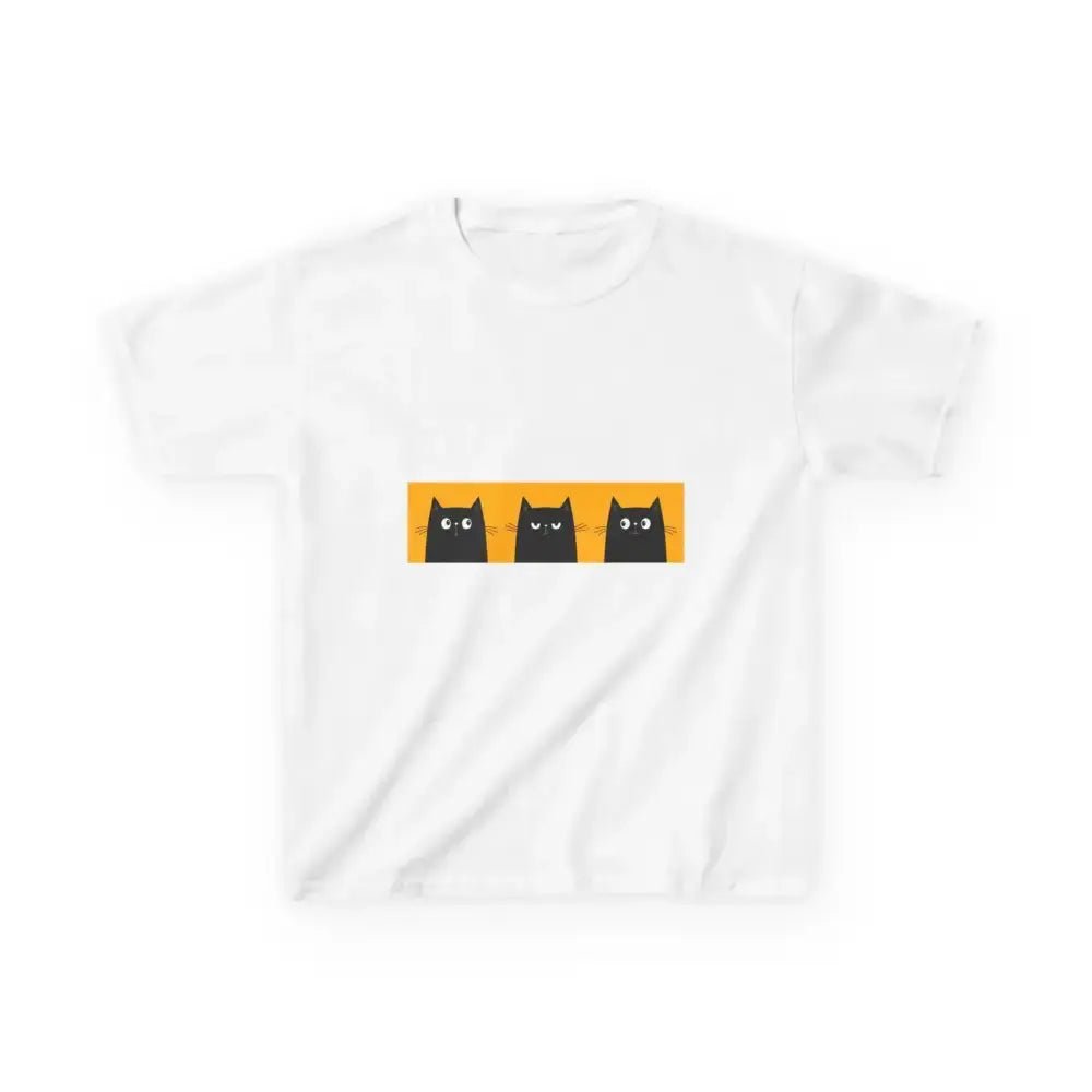 Cute Cat Faces Kids' Tee - Fun & Playful Heavy Cotton Shirt - FloofChonk
