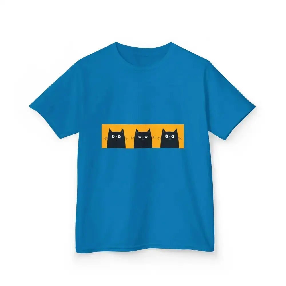 Cute Cat Faces Kids' Tee - Fun & Playful Heavy Cotton Shirt - FloofChonk