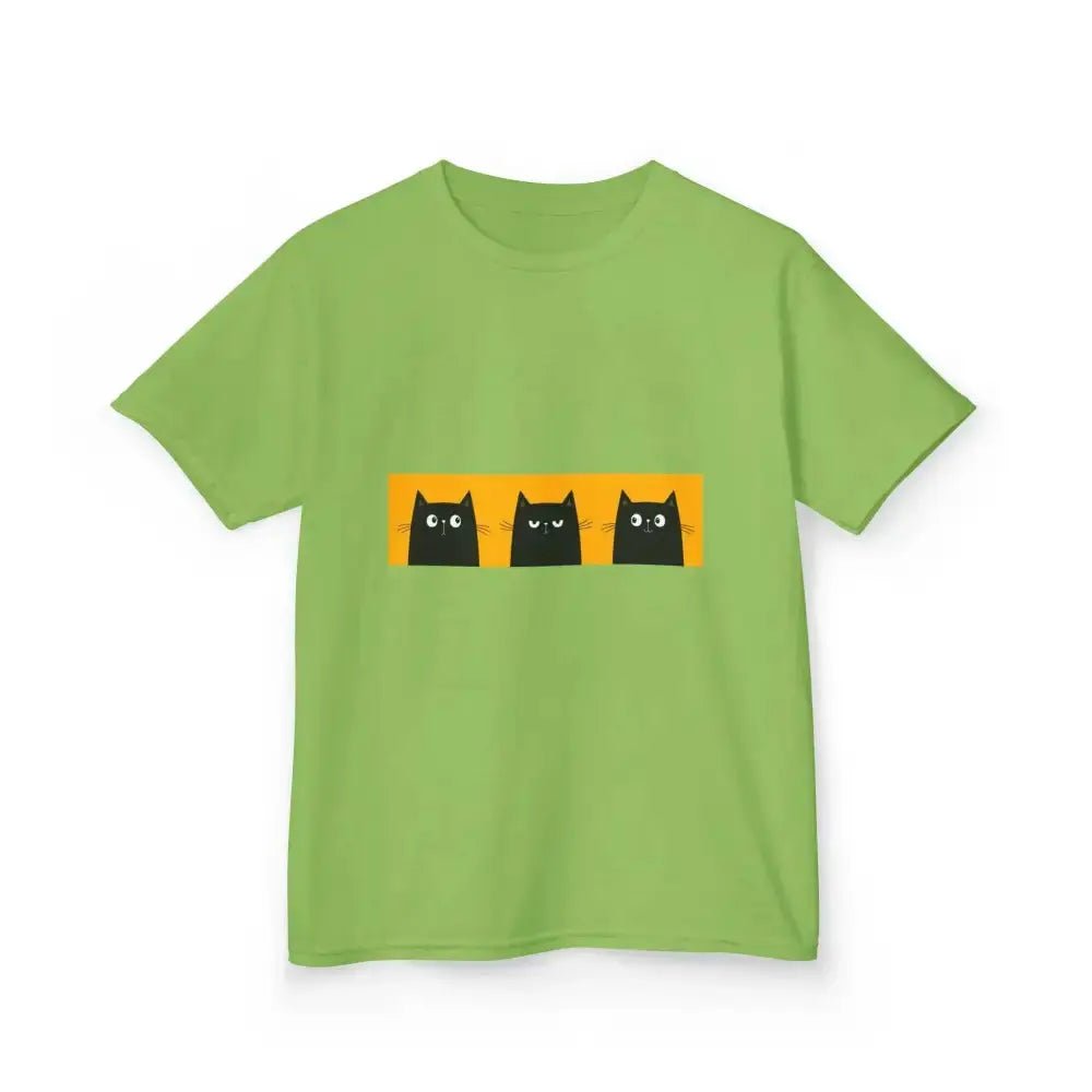 Cute Cat Faces Kids' Tee - Fun & Playful Heavy Cotton Shirt - FloofChonk