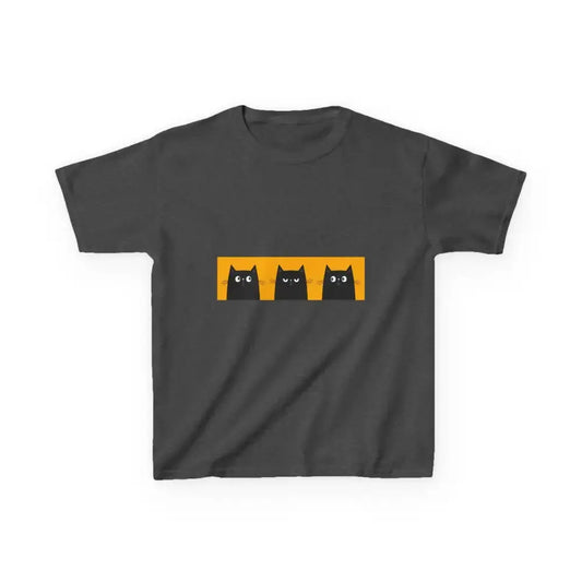 Cute Cat Faces Kids' Tee - Fun & Playful Heavy Cotton Shirt - FloofChonk