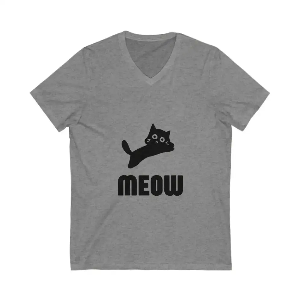 Cute Cat Meow Unisex V - Neck Tee - Perfect for Cat Lovers - FloofChonk