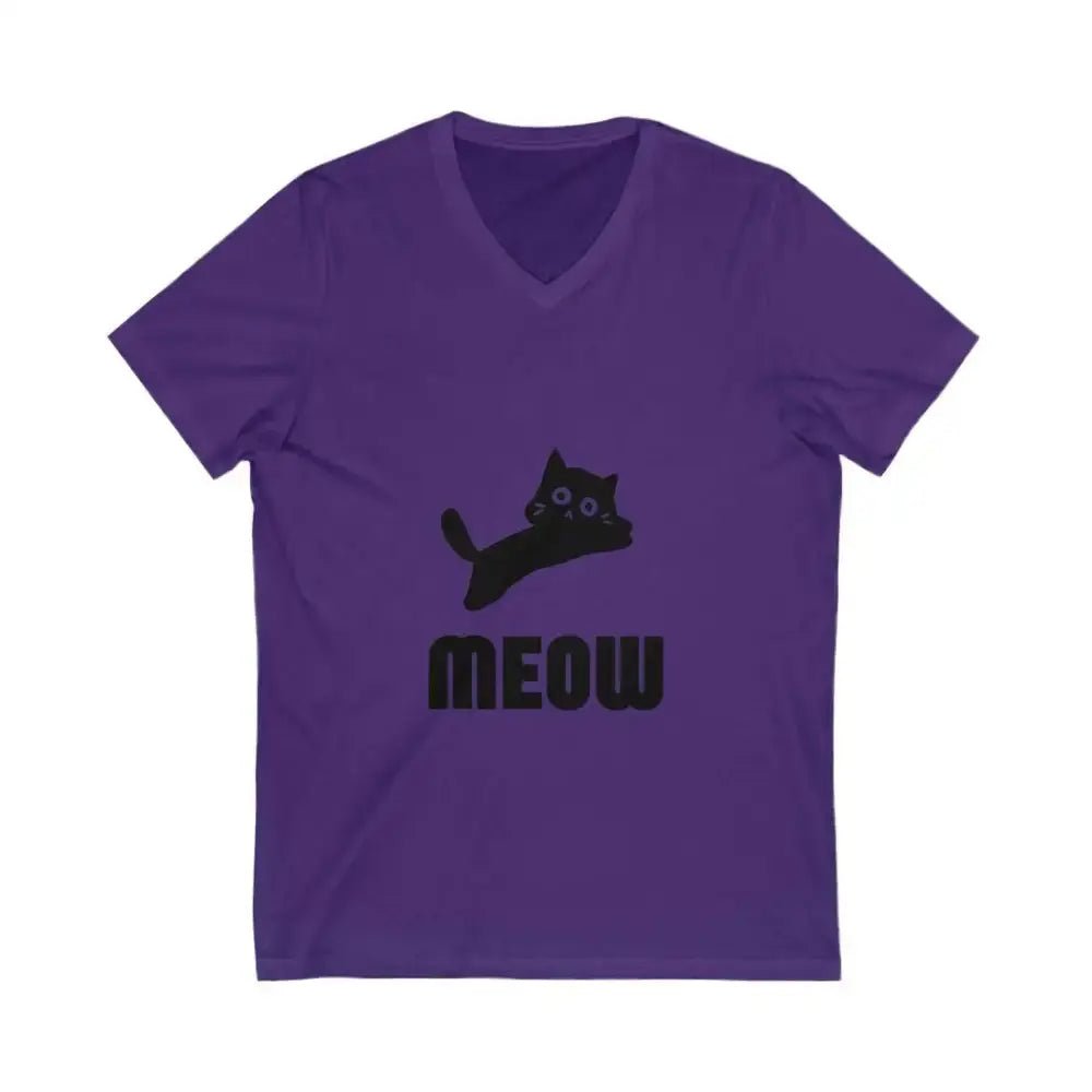 Cute Cat Meow Unisex V - Neck Tee - Perfect for Cat Lovers - FloofChonk