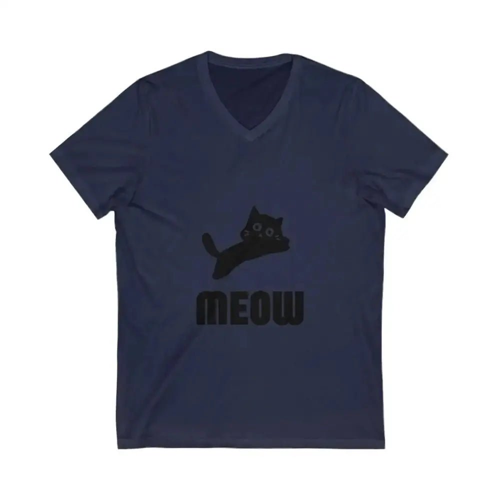 Cute Cat Meow Unisex V - Neck Tee - Perfect for Cat Lovers - FloofChonk