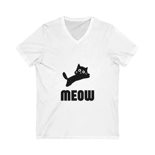 Cute Cat Meow Unisex V - Neck Tee - Perfect for Cat Lovers - FloofChonk