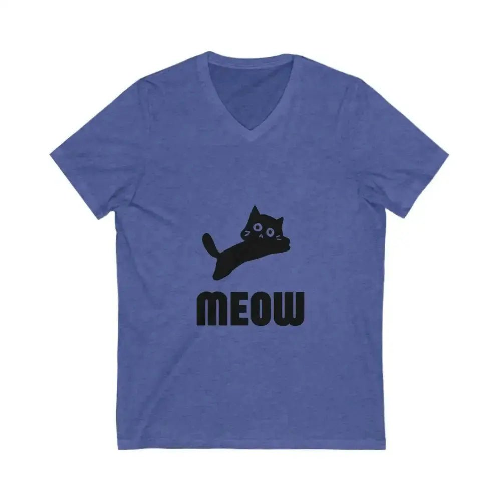 Cute Cat Meow Unisex V - Neck Tee - Perfect for Cat Lovers - FloofChonk